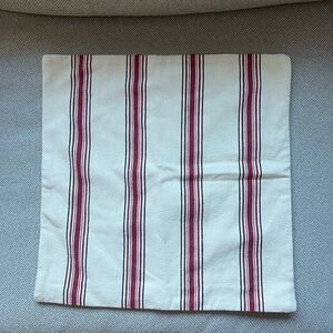 Pottery Barn Ivory Pillow Cover with Crimson Stripes